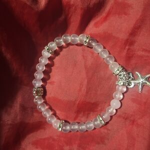 Elegant Pink Beaded Bracelet with Silver Accents